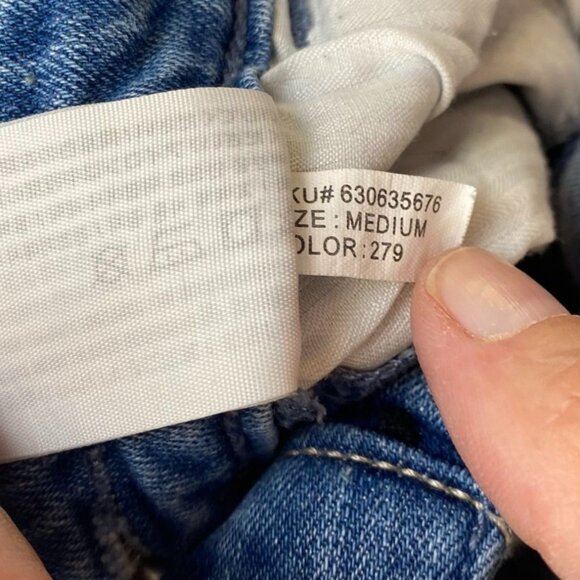 Hollister Womens Boyfriend Overalls Medium Straight Leg Distressed Blue Denim - Picture 13 of 16